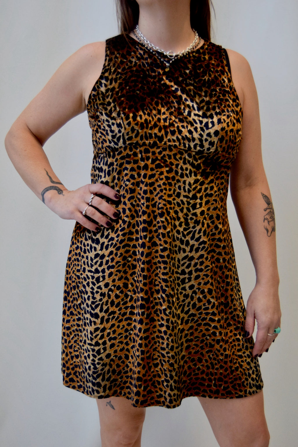 Nineties Velvet Cheetah Print Dress