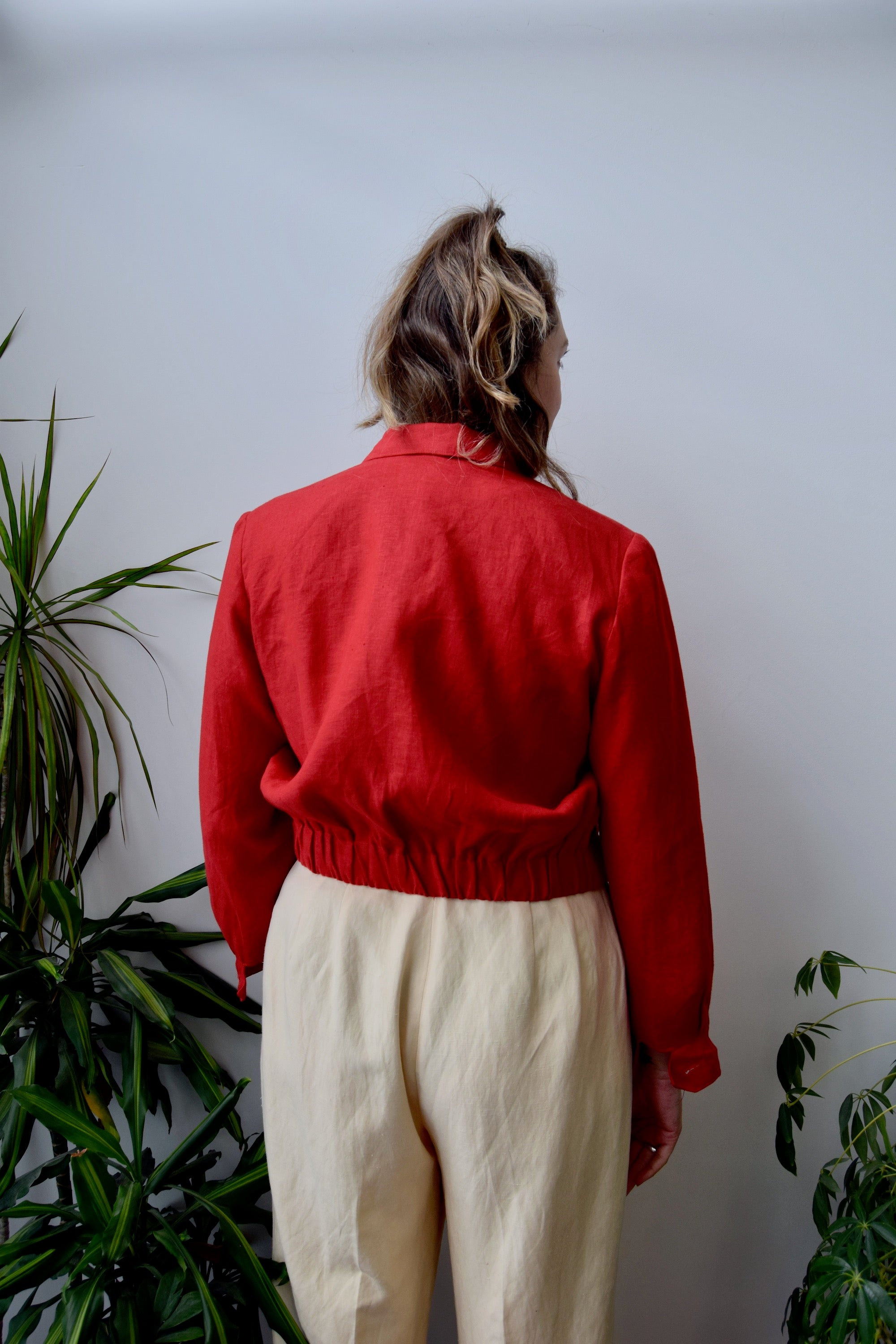 Cropped Ketchup Linen Jacket