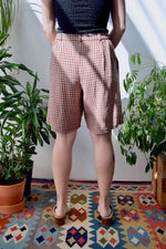 Plaid Linen Trouser Shorts