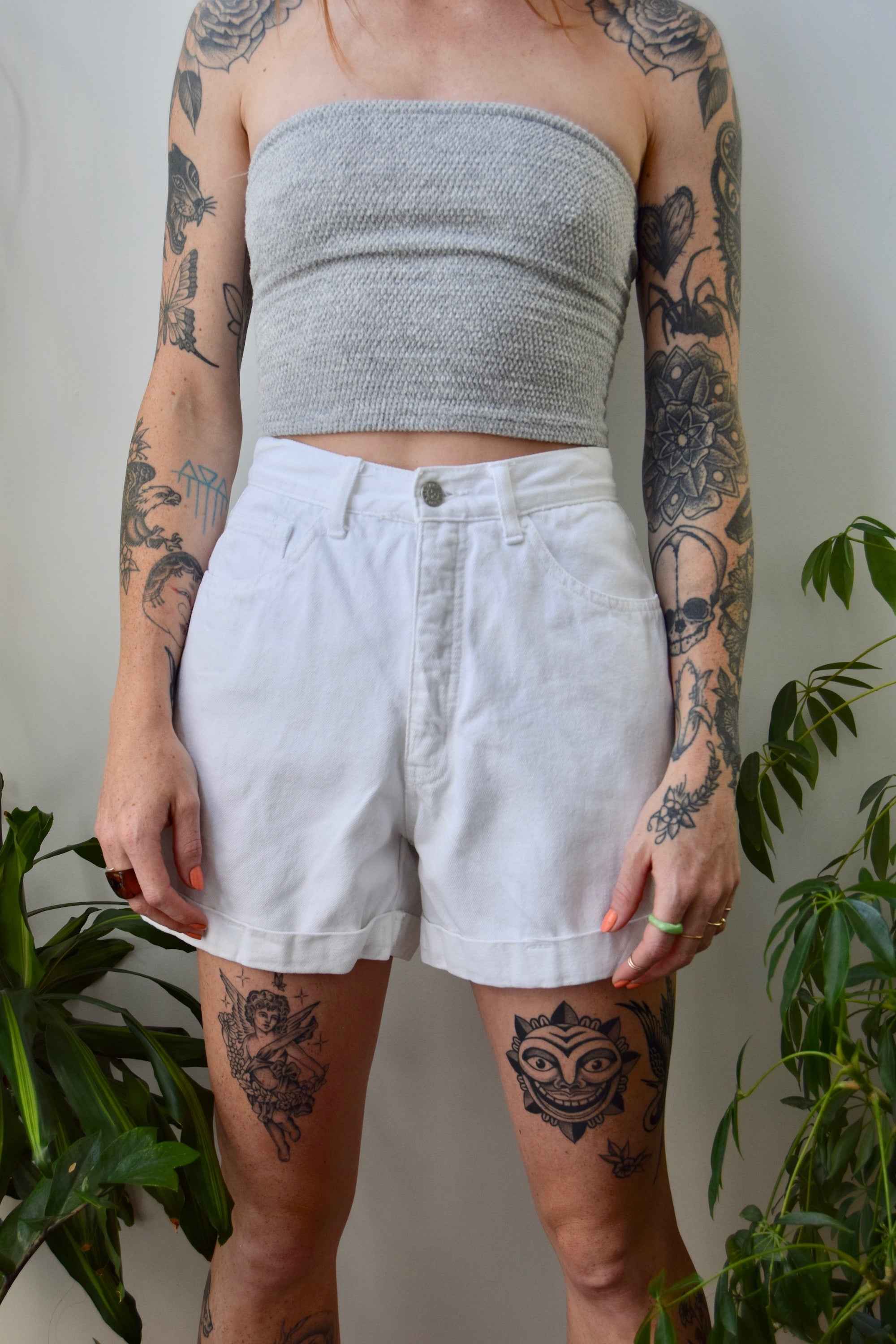 Classic White Denim Shorts