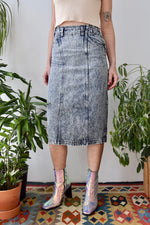 Acid Wash Denim Pencil Skirt