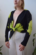 Chartreuse Flower Mesh Top