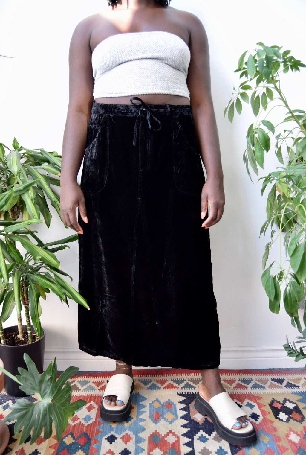 2000s Black Velvet Skirt