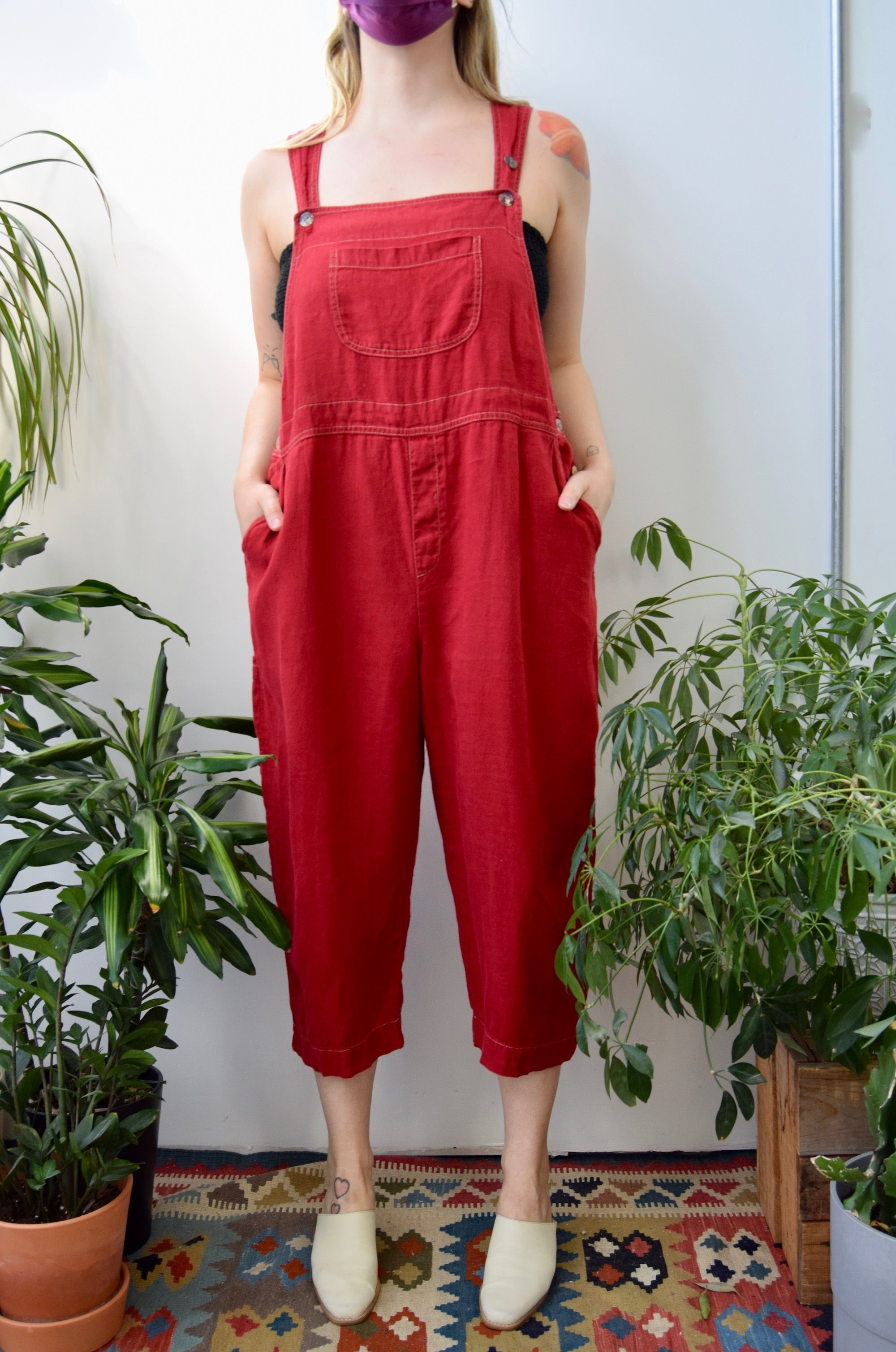 Scarlet Linen Overalls