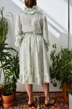 Vintage Mint Floral Ruffle Set