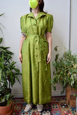 Vintage Chartreuse Brocade Dressing Gown