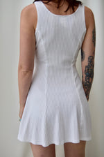 White Ribbed Skater Dress