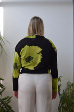Chartreuse Flower Mesh Top
