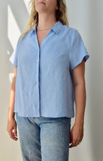 Powder Blue Breezy Linen Top