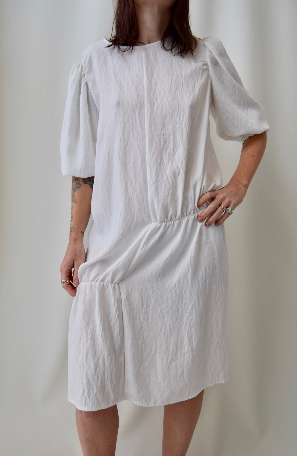 Ruched Puff Sleeve Dress