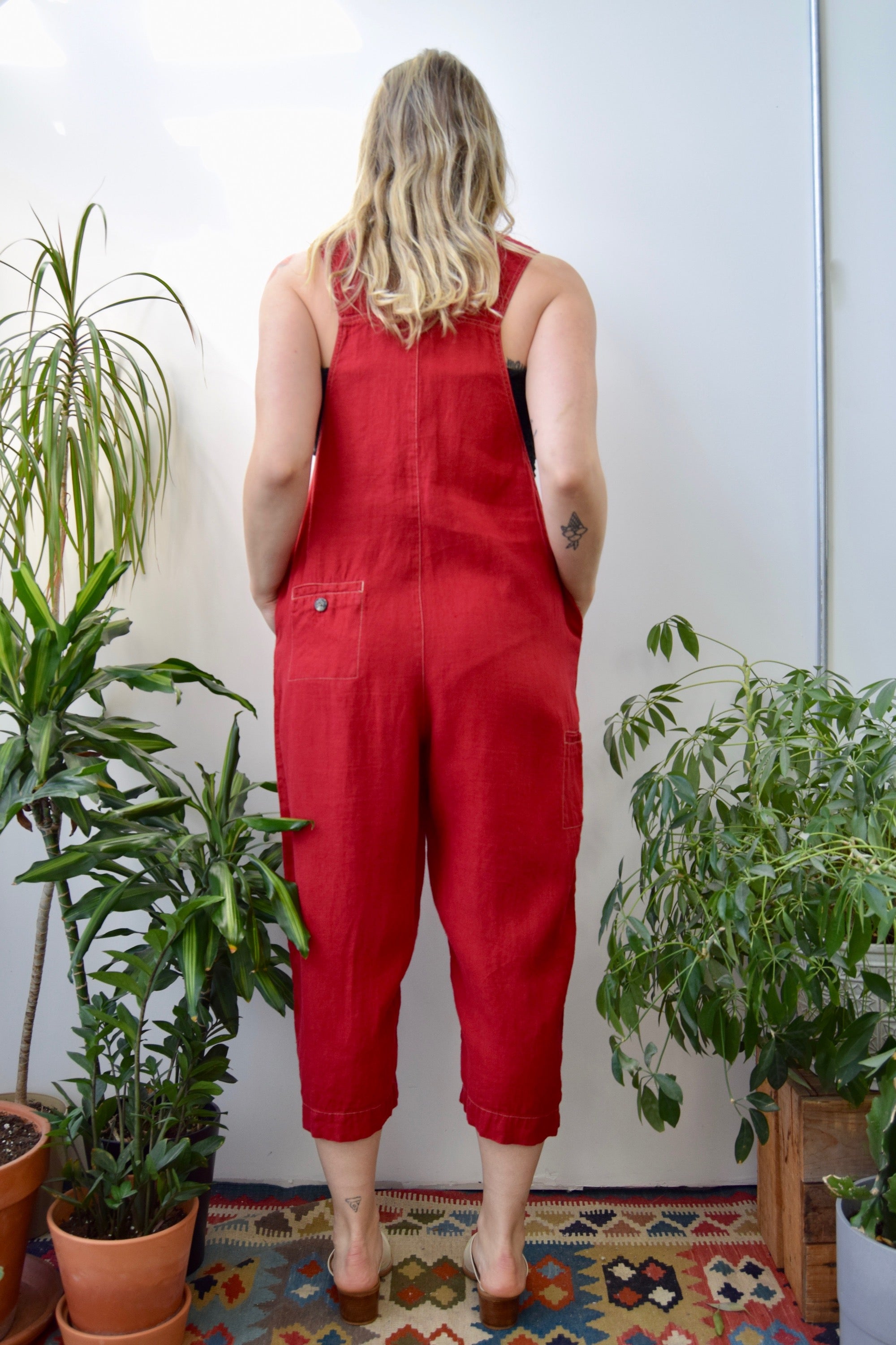 Scarlet Linen Overalls