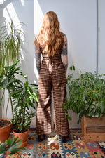 Seventies Brown Plaid Jumpsuit