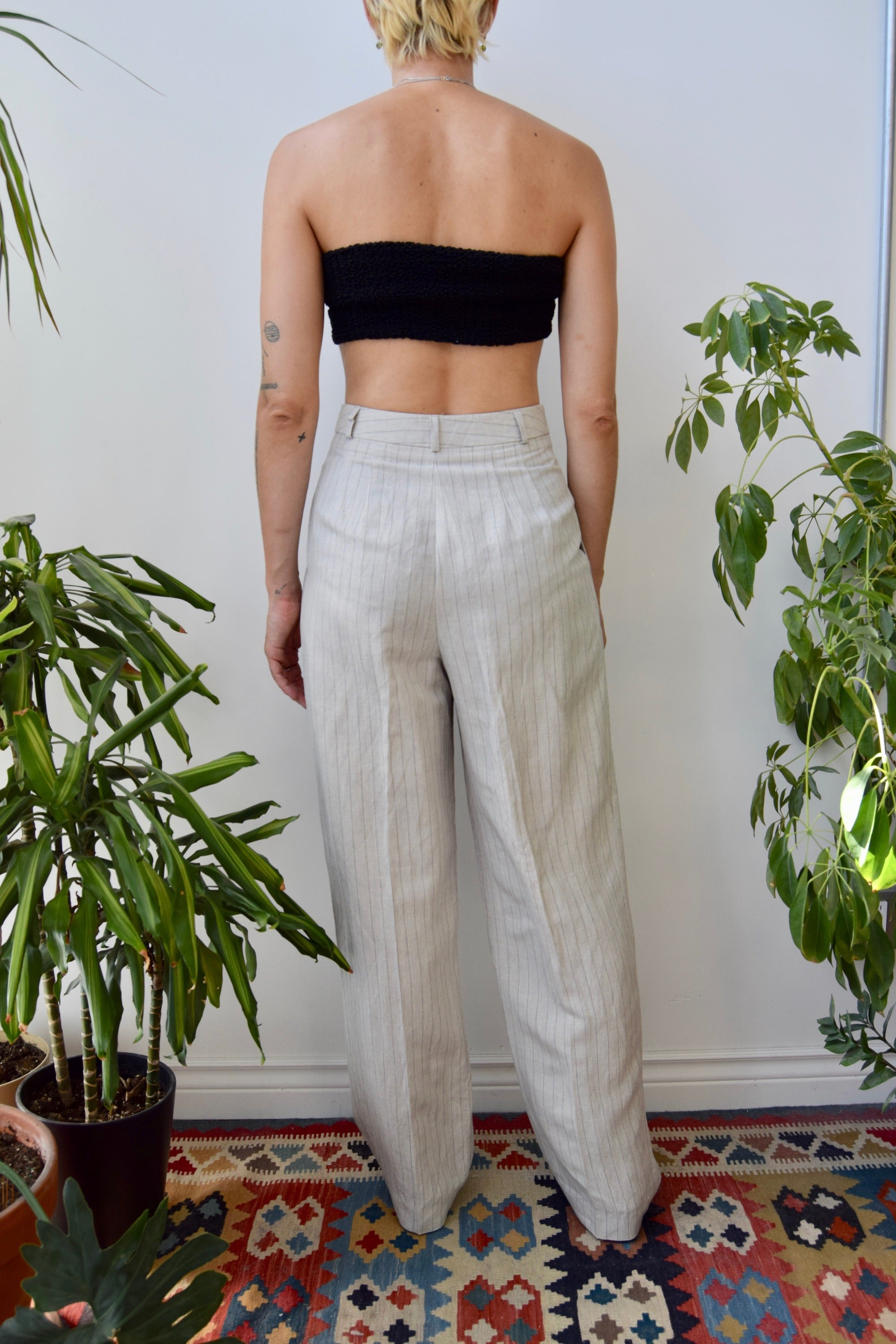 Perfect Pinstripe Linen Trousers