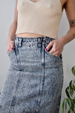 Acid Wash Denim Pencil Skirt