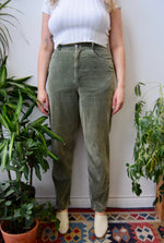 Olive Cotton Velvet Pants