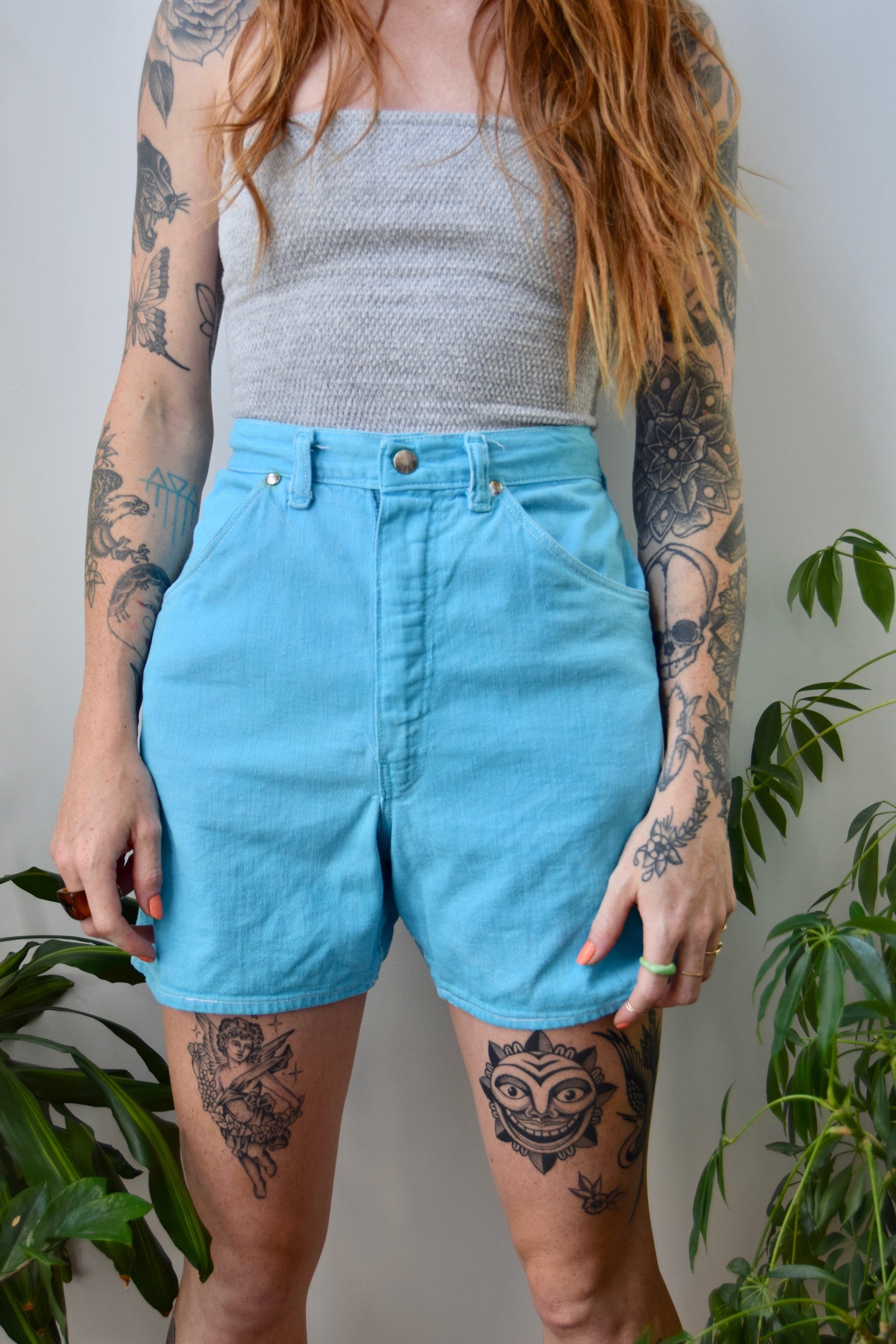 Vintage Aqua Wrangler Blue Bell Shorts