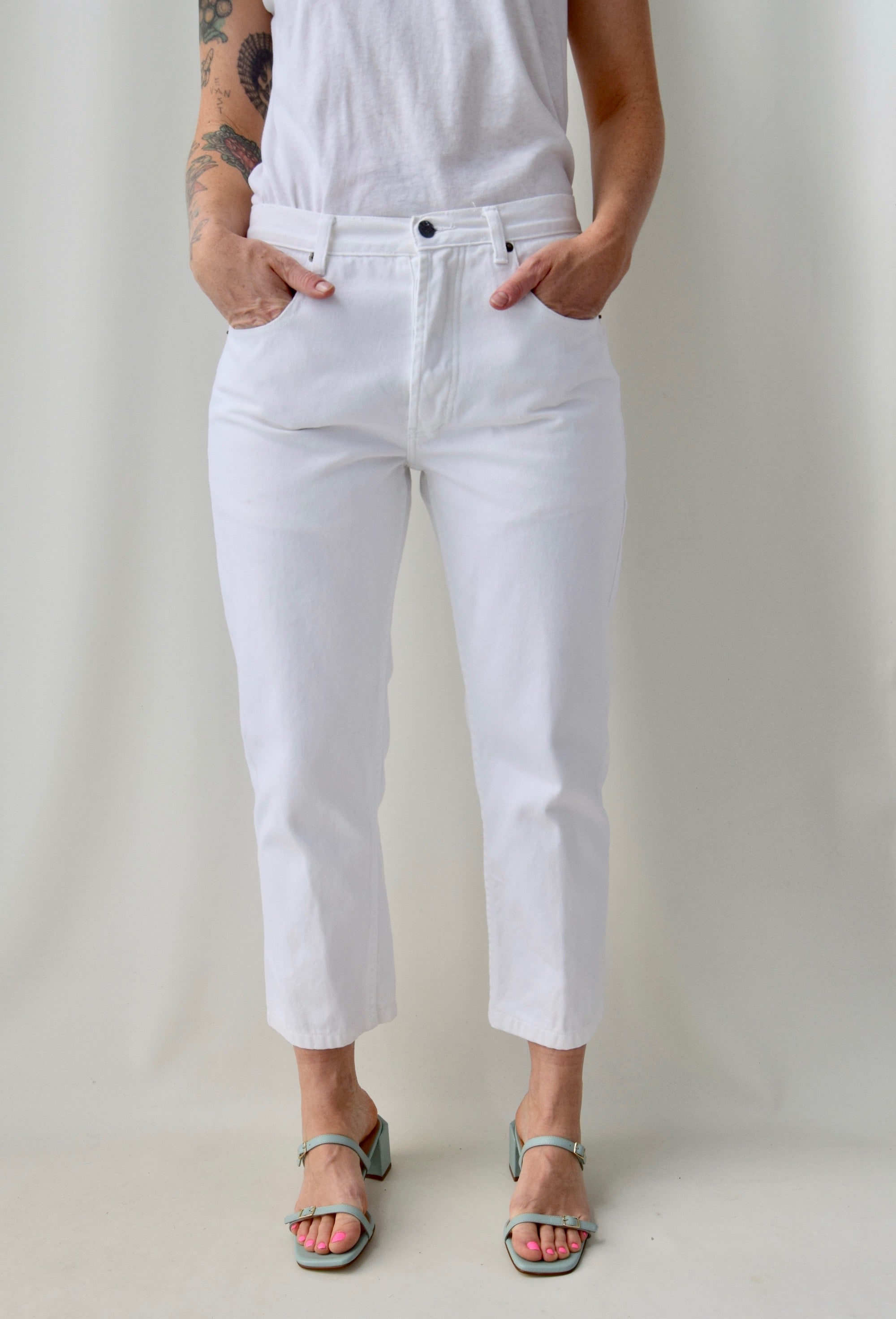 Cropped White B-Fly Jeans
