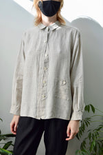 Tan Linen Grid Top