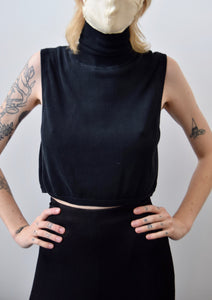 Silk Turtleneck Crop Top