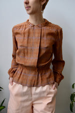 Silk Blend Peplum Blouse