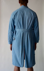 Vintage Herringbone Twill Powder Blue Belted Shop Coat