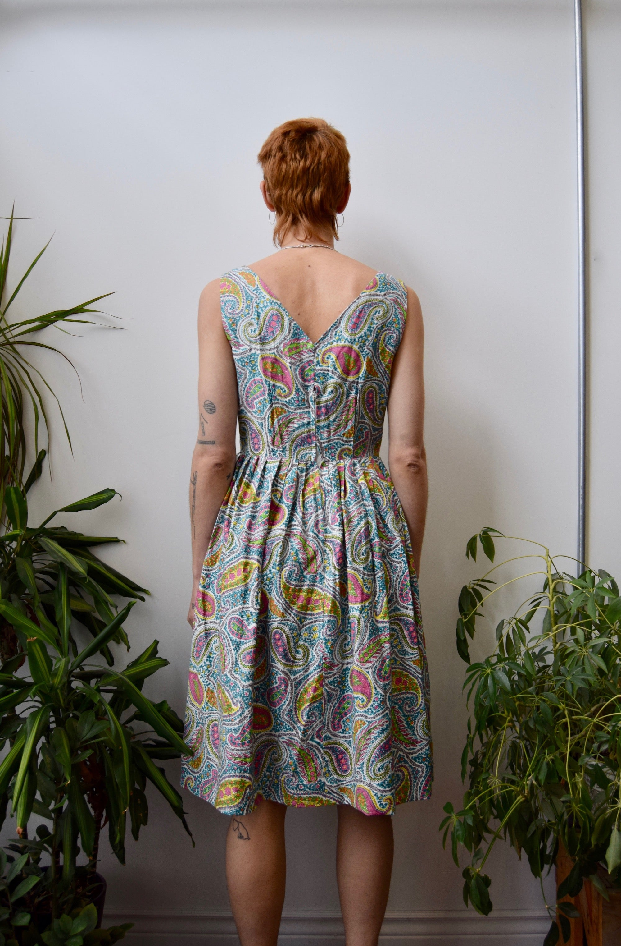 Sixties Floral Paisley Cotton Party Dress