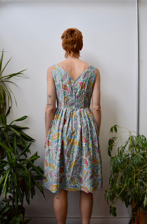 Sixties Floral Paisley Cotton Party Dress