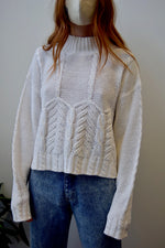 White Cable Knit Mockneck