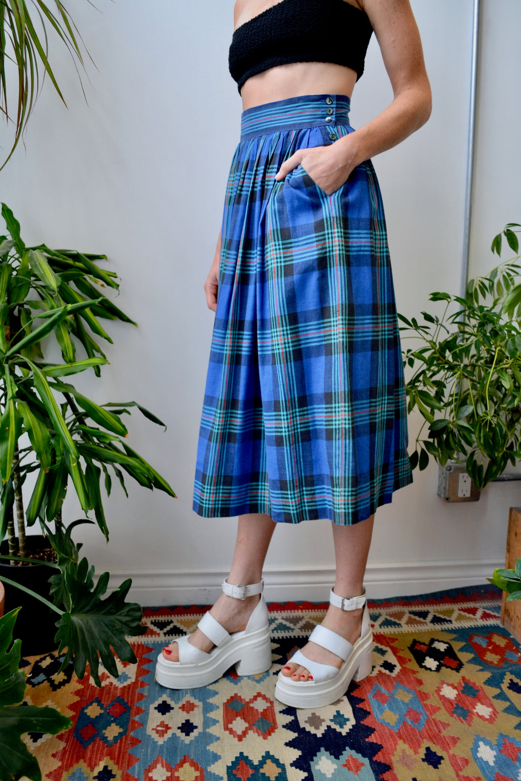 Eighties Cotton Linen Skirt