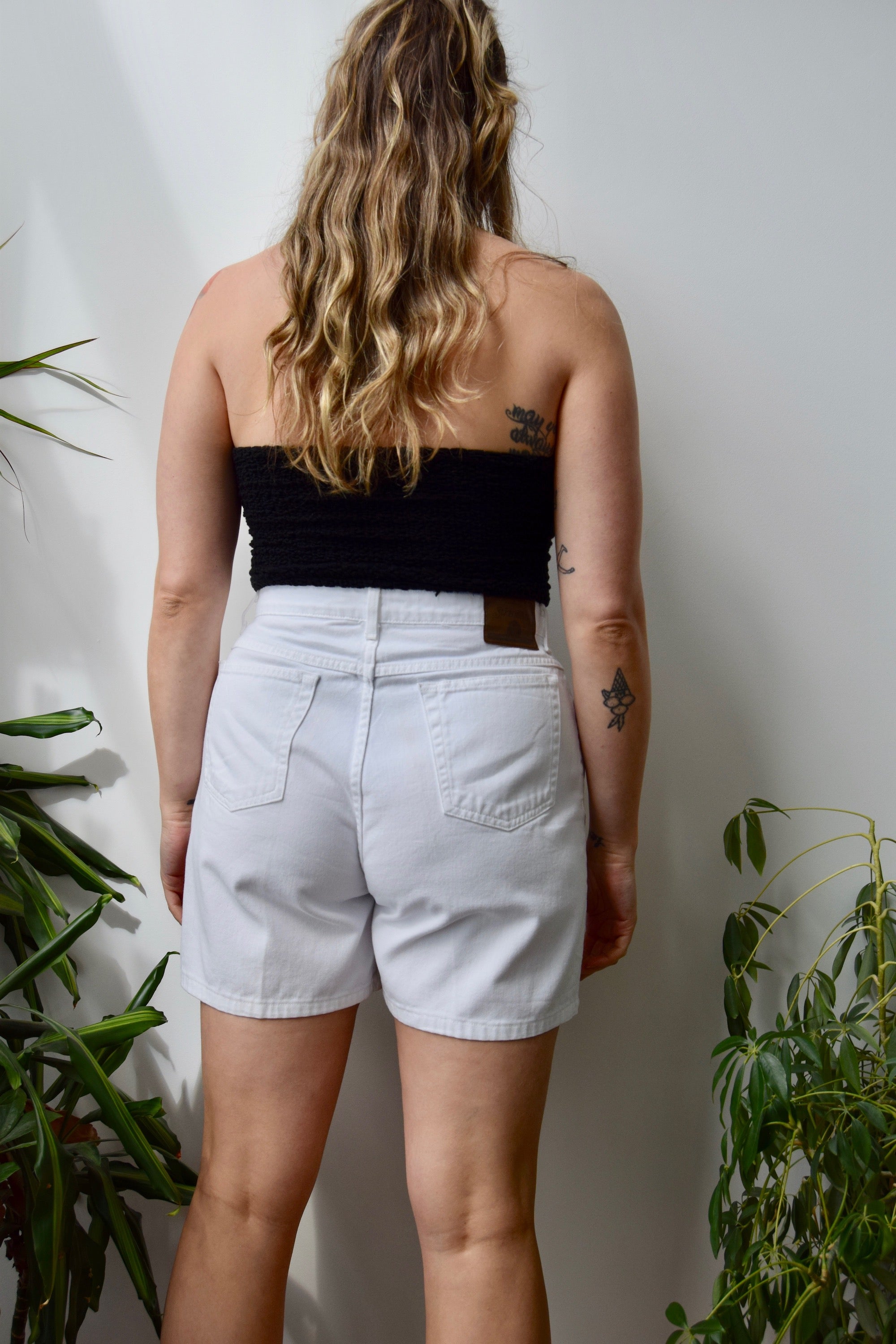 Relaxed Fit White Jean Shorts