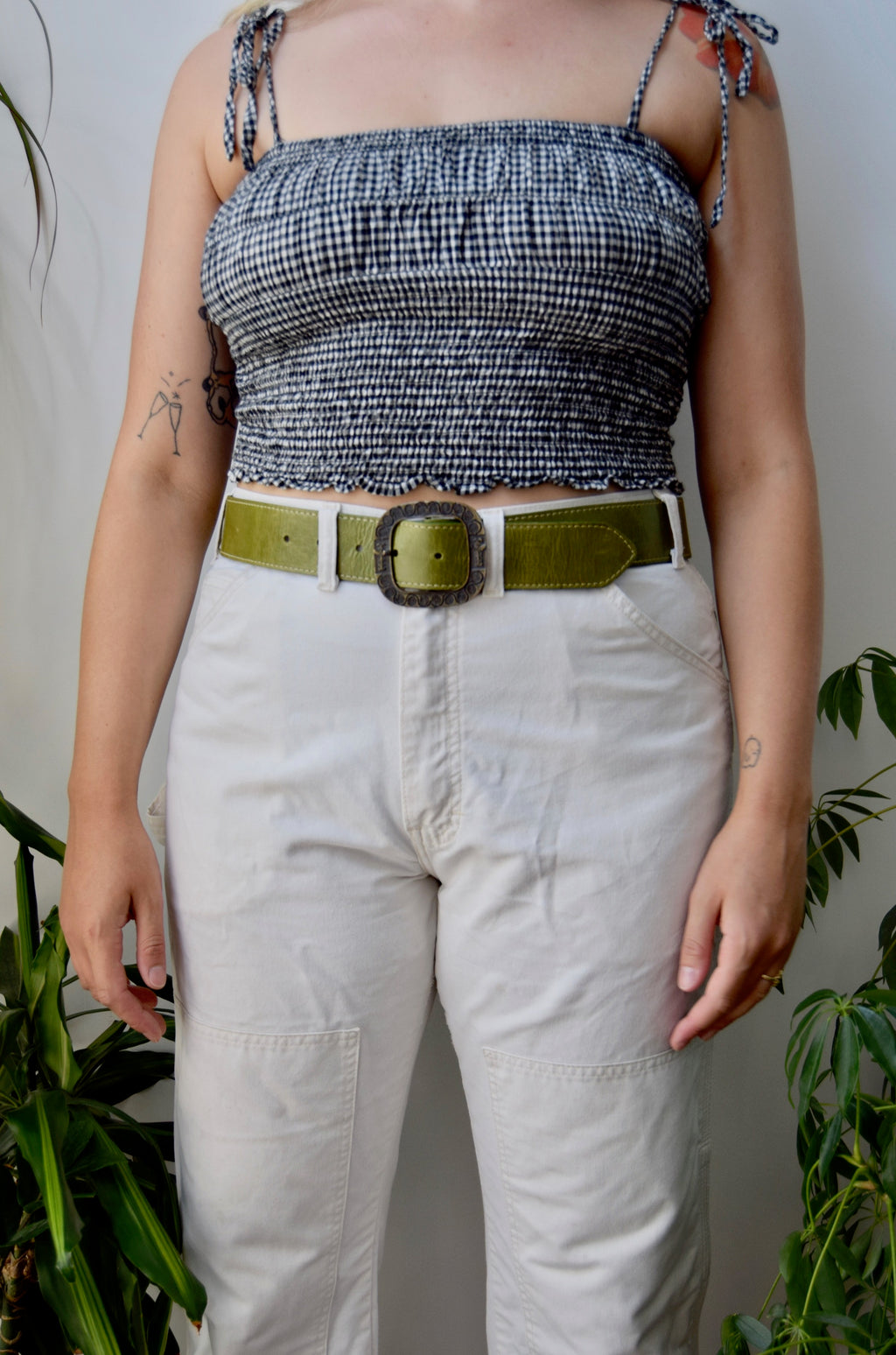 Pickle Green Leather Belt