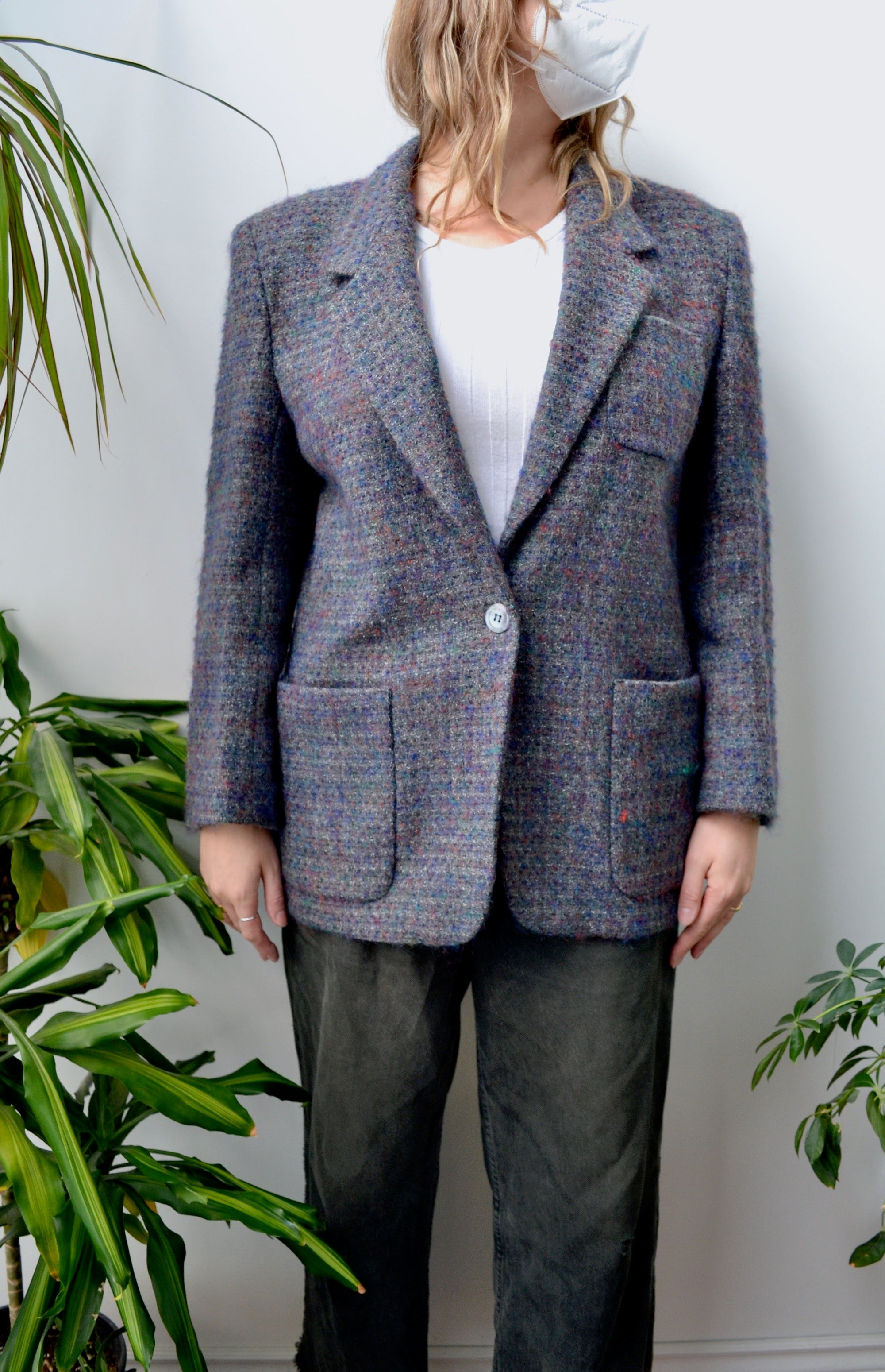 90s Fuzzy Tweed Blazer
