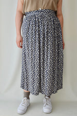 90's Navy Floral Printed Maxi Skirt