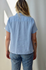 Powder Blue Breezy Linen Top