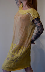 Vintage 1920's Yellow Linen and Cotton Summer Dress