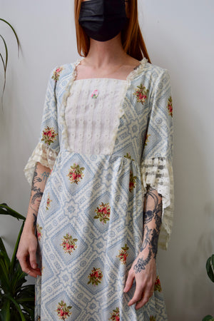 Seventies Lace And Roses Dress