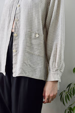 Tan Linen Grid Top