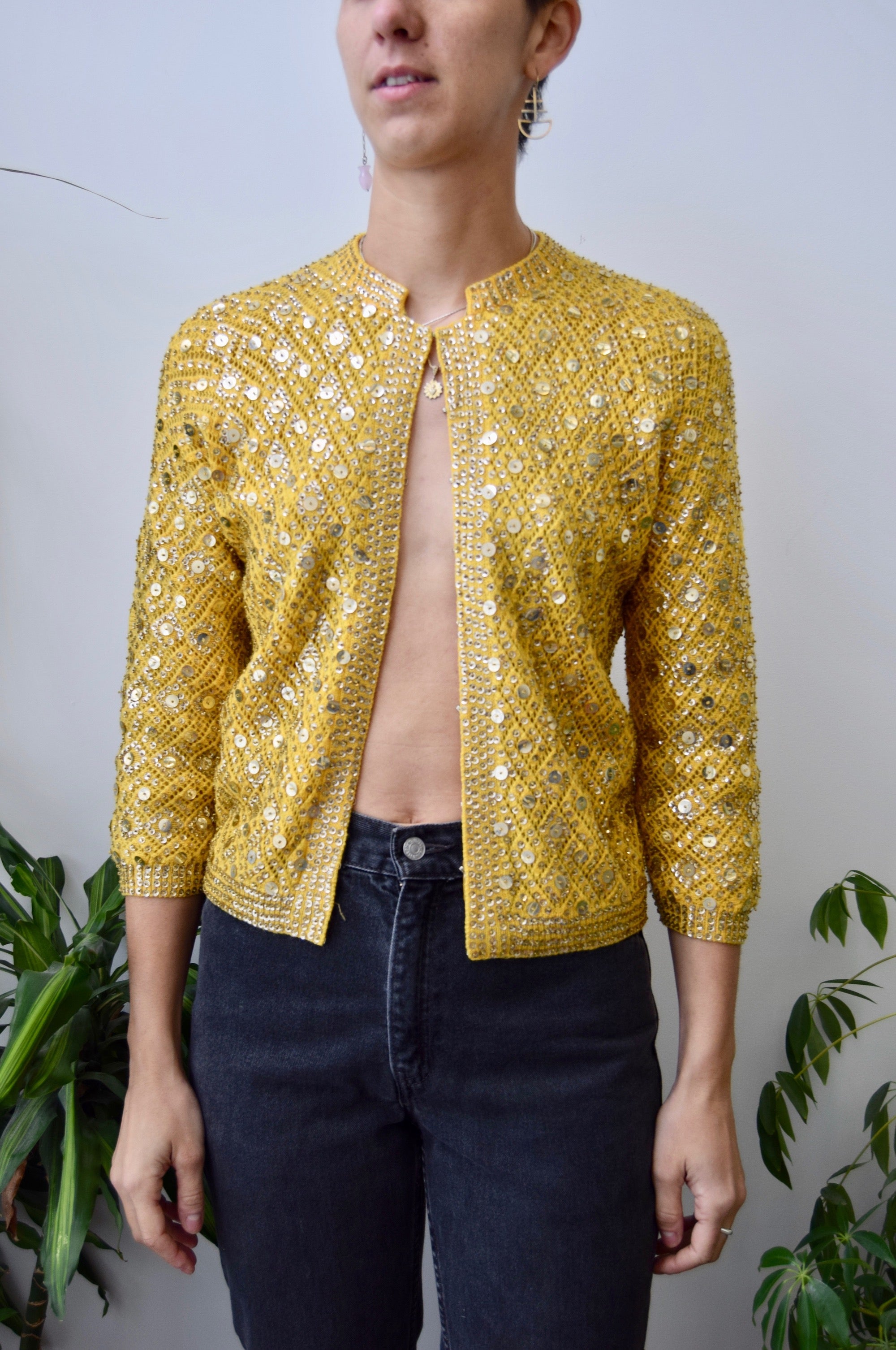 Sixties Yellow and Gold Cardi