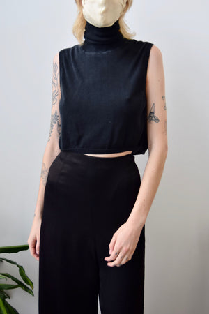 Silk Turtleneck Crop Top