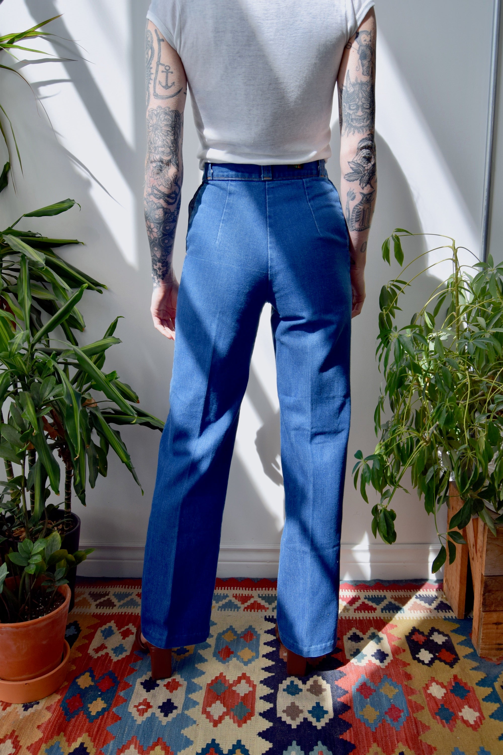 Pleated Straight Leg 70s Jeans