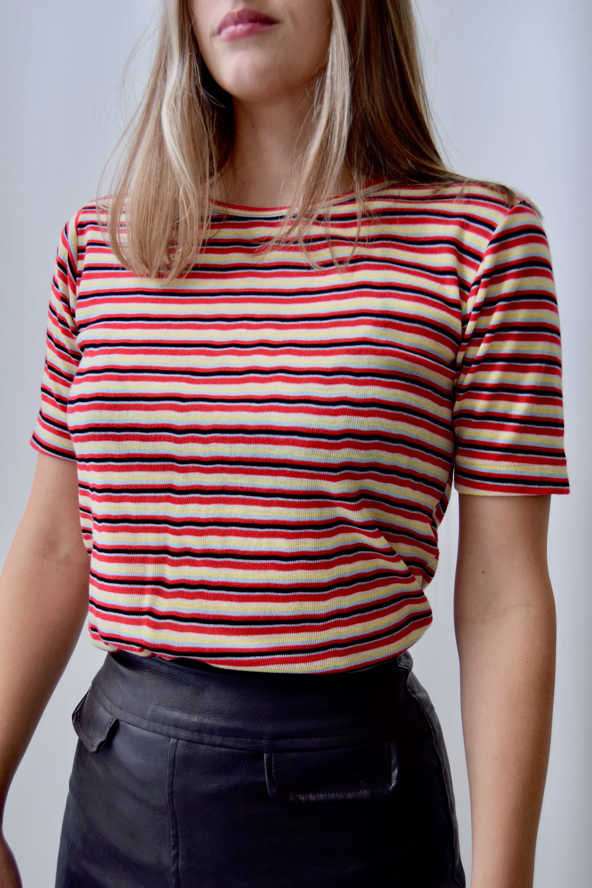 Vintage Striped Acrylic Knit Tee Top