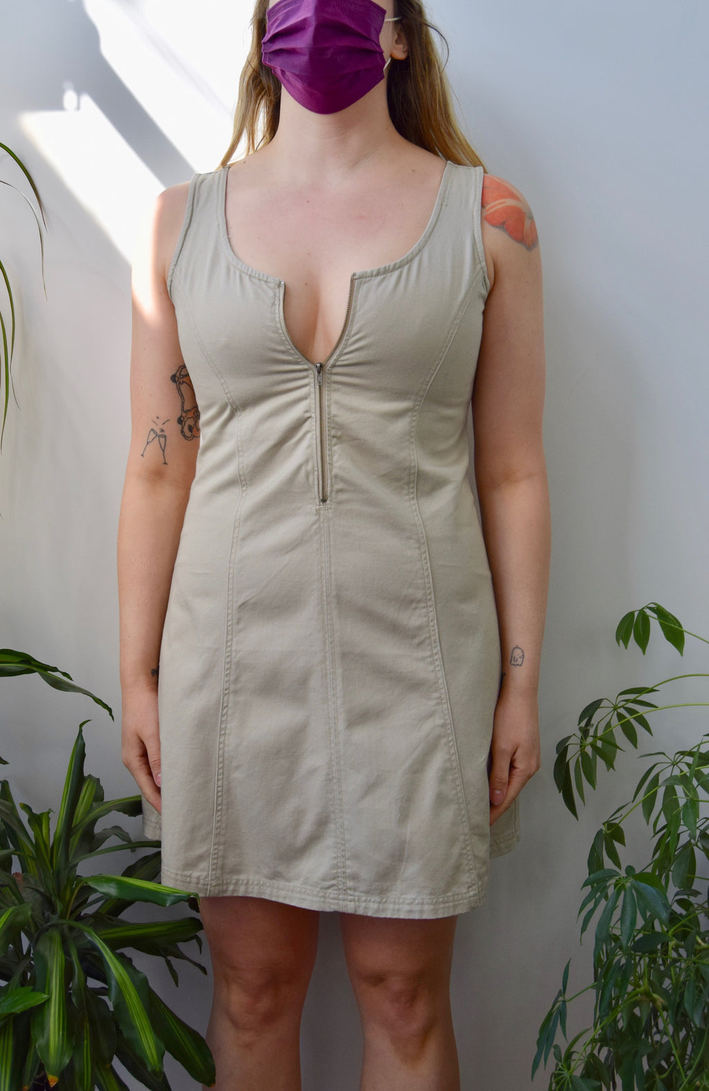 Khaki Cotton Summer Dress