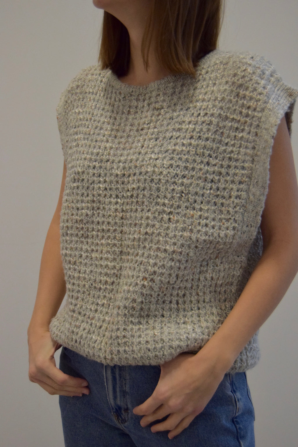 Pebbled Grey Waffle Knit Top