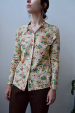 Seventies Nude Floral Blouse