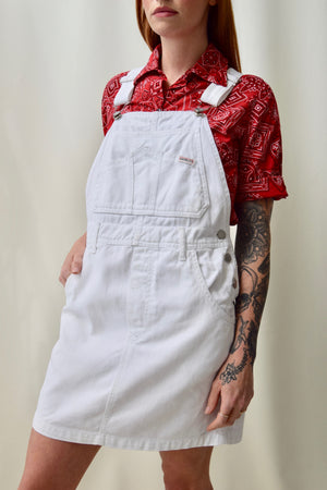 Vintage "Guess" White Denim Overall Dress