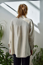 Tan Linen Grid Top