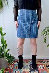 Nineties Striped Denim Skirt