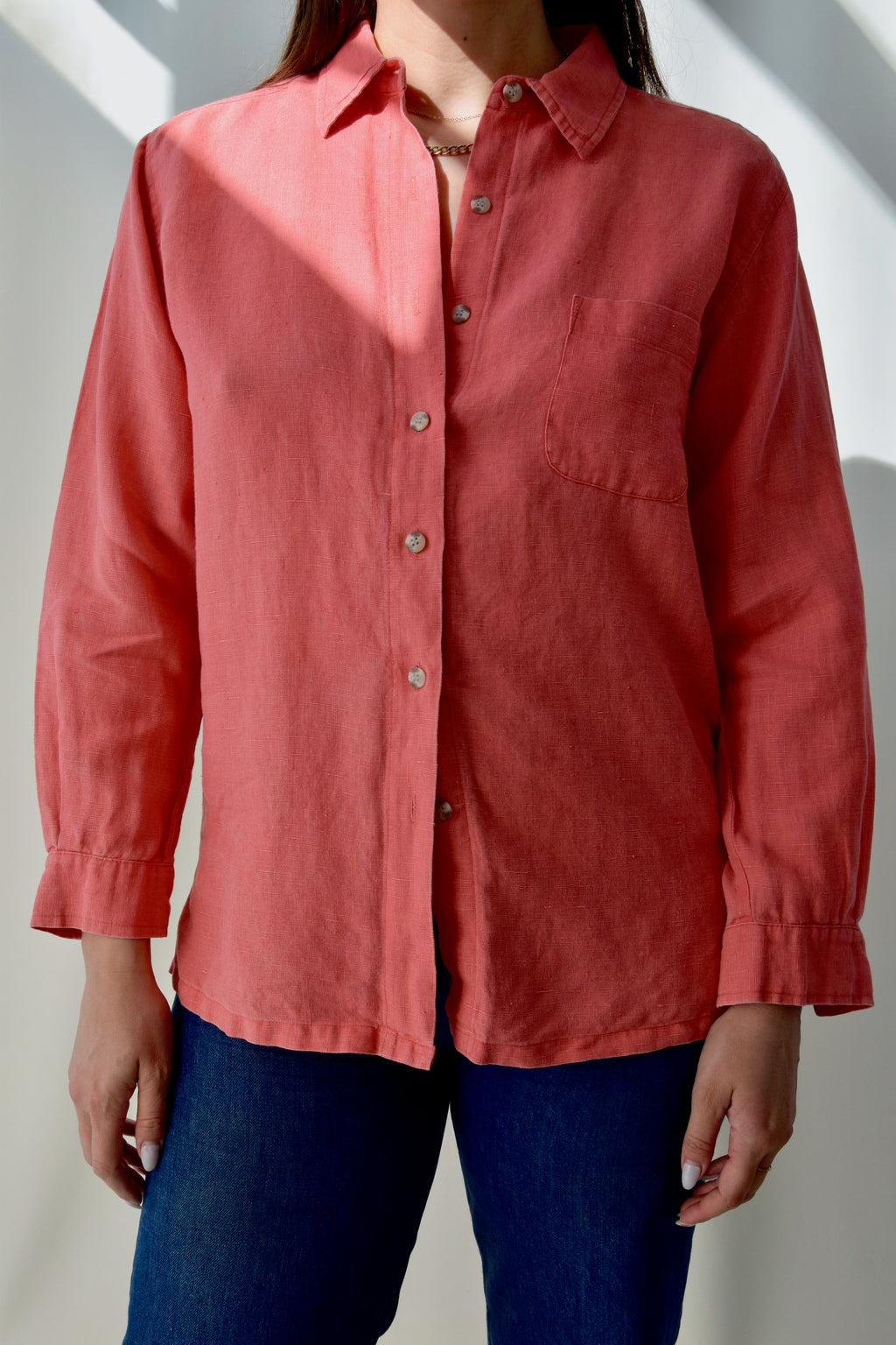 Salmon Linen Blouse