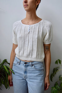 Cropped Cotton Knit Top