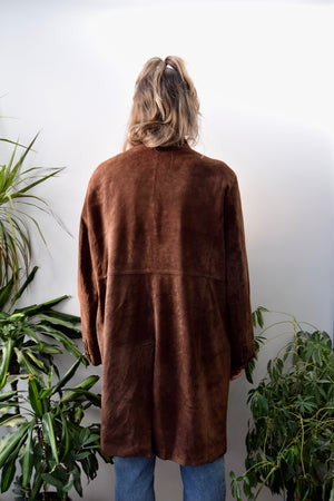 Soft Brown Suede Shirt Coat